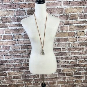Plunder Crystal Key Necklace Suede Cord‎ Boho Chic Pendant Jewelry